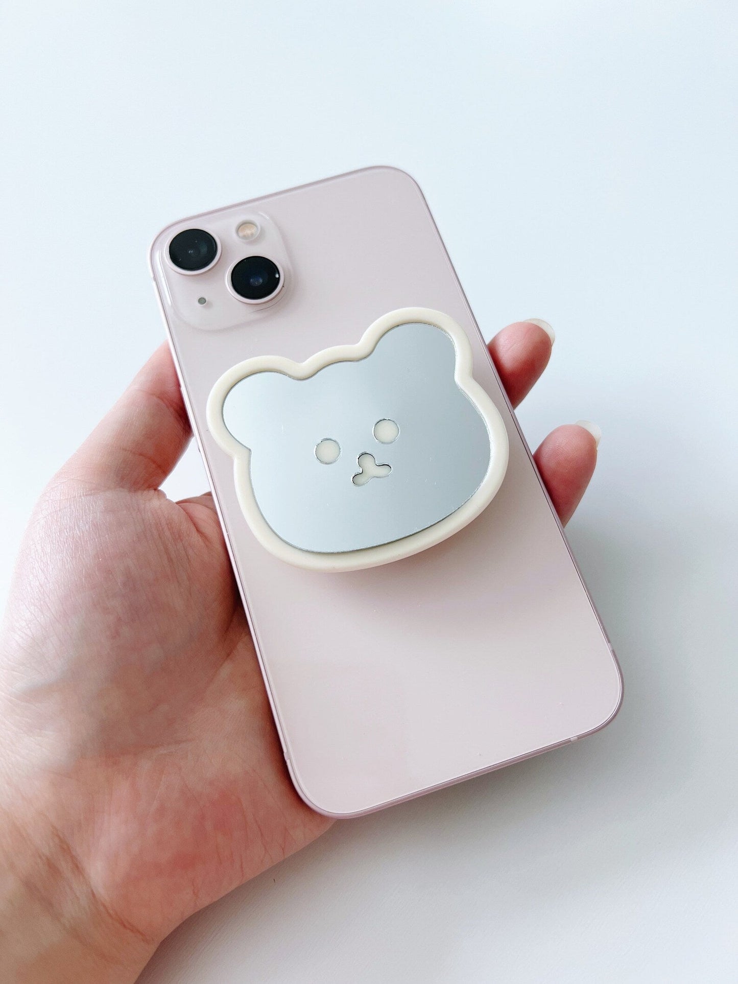 White Simple Bear Phone Grip