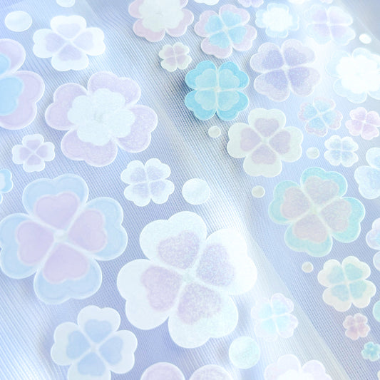 [borahstudio] Clover Buttons Deco Sticker (Blue Purple)